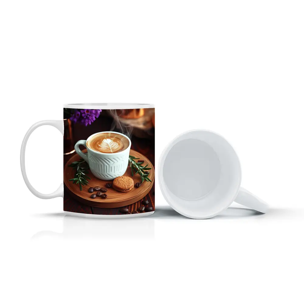 Latte Art Coffee Cup Wooden Tray Setup – Mugs