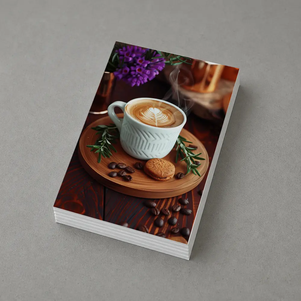 Latte Art Coffee Cup Wooden Tray Setup – Postcards