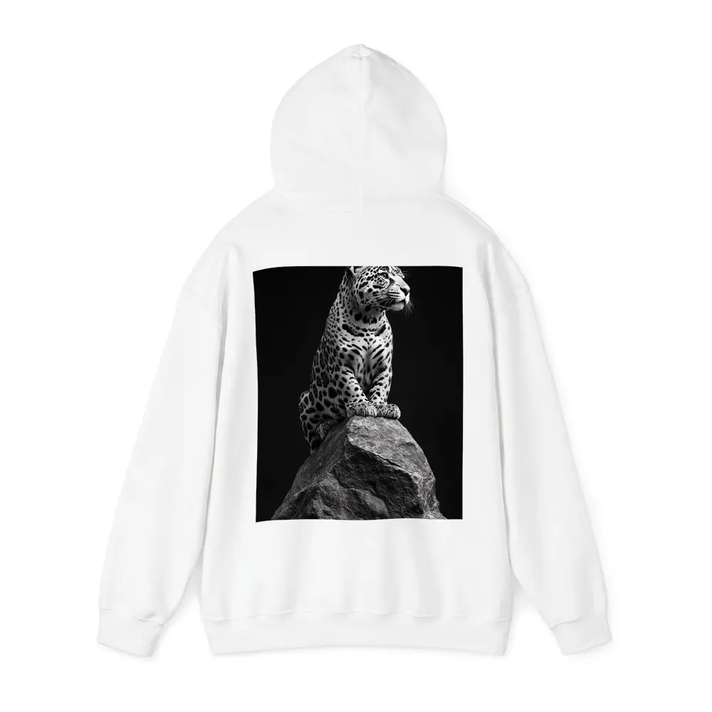 Jaguar Sitting On Rock Black Background – Hoodies