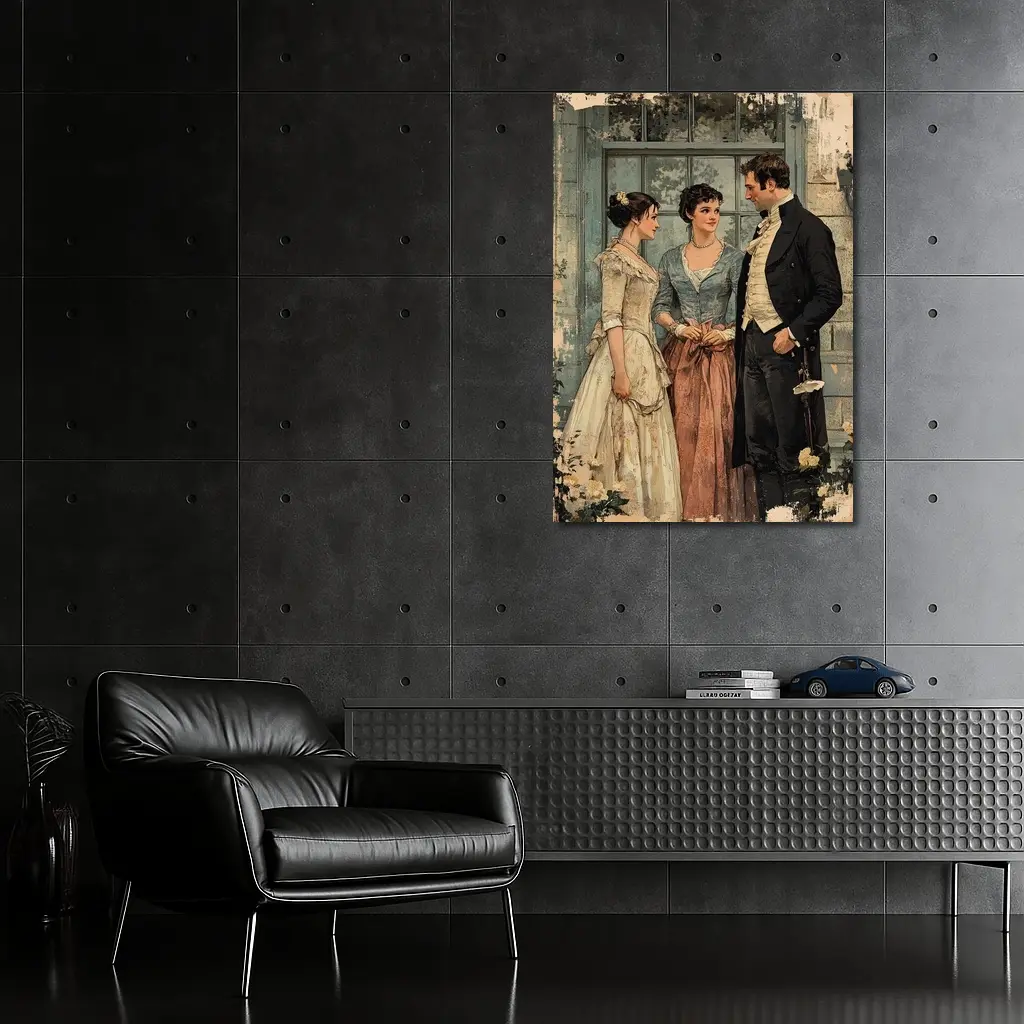 Regency Era Couple Vintage Illustration Art – Wall Art