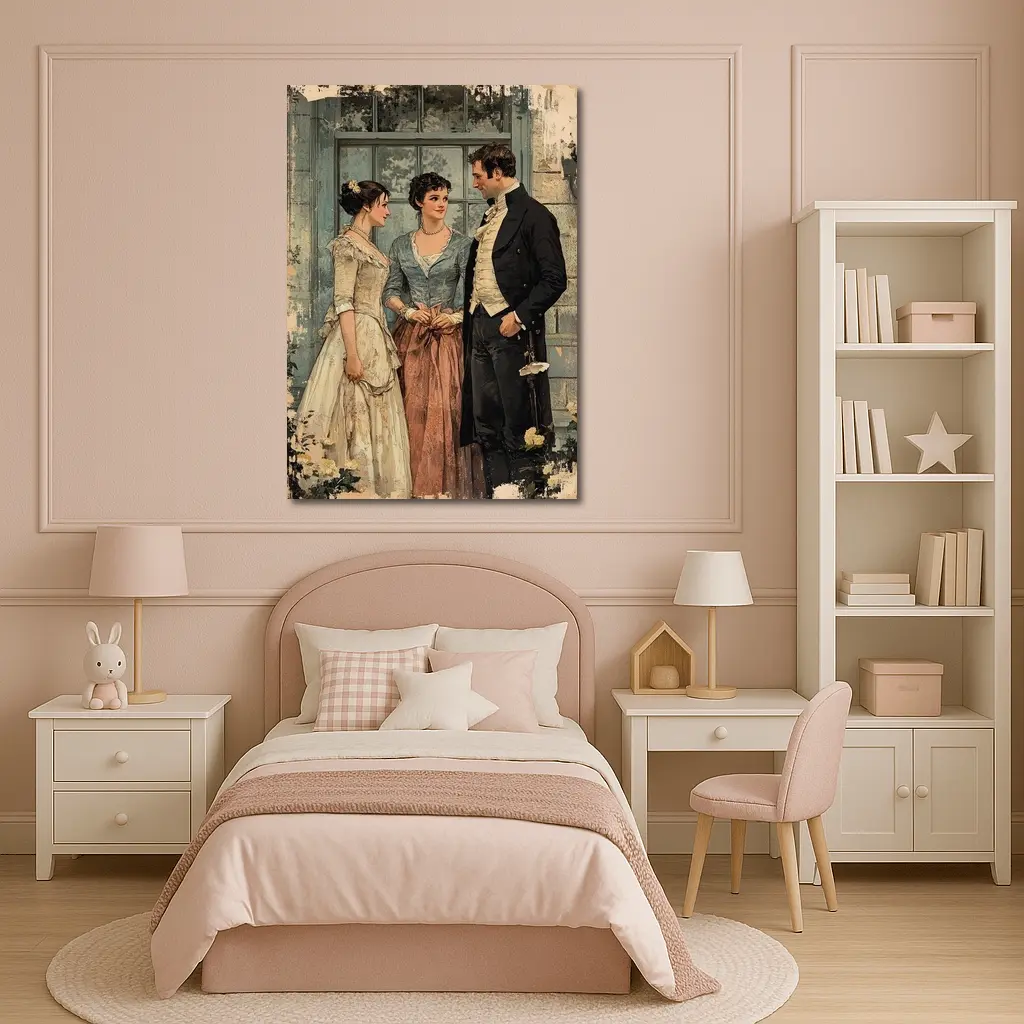 Regency Era Couple Vintage Illustration Art – Wall Art