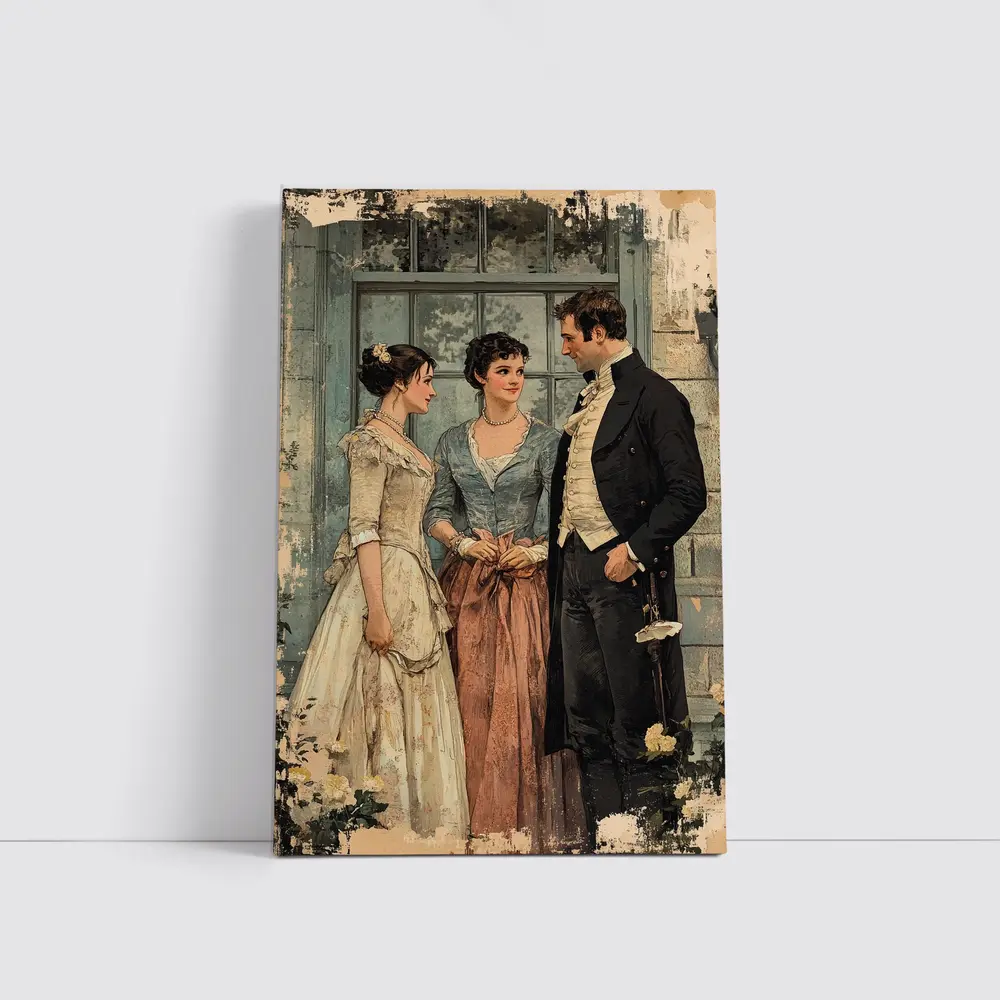 Regency Era Couple Vintage Illustration Art – Wall Art