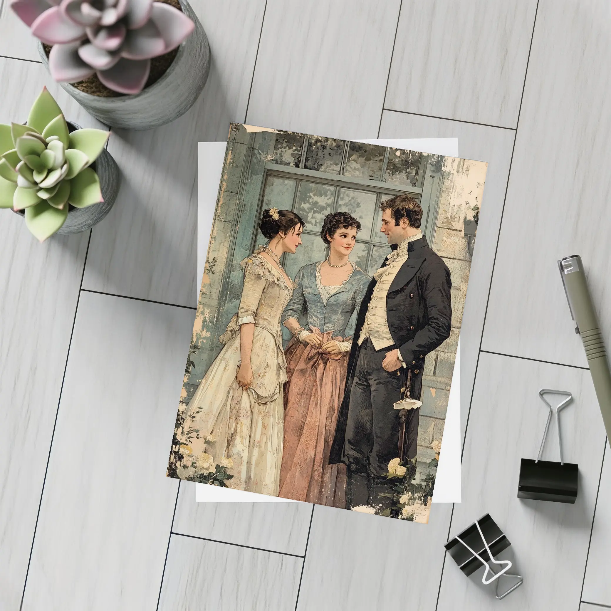 Regency Era Couple Vintage Illustration Art – Postcards
