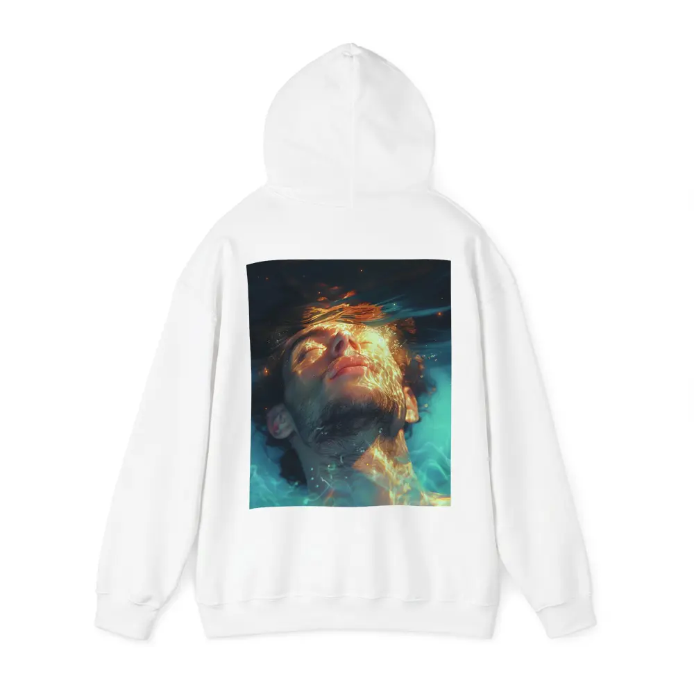 Man Floating Underwater Serene Digital Art – Hoodies
