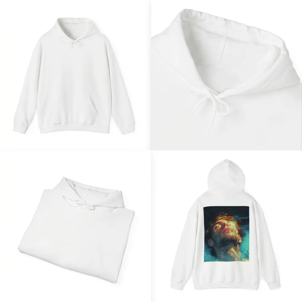 Man Floating Underwater Serene Digital Art – Hoodies