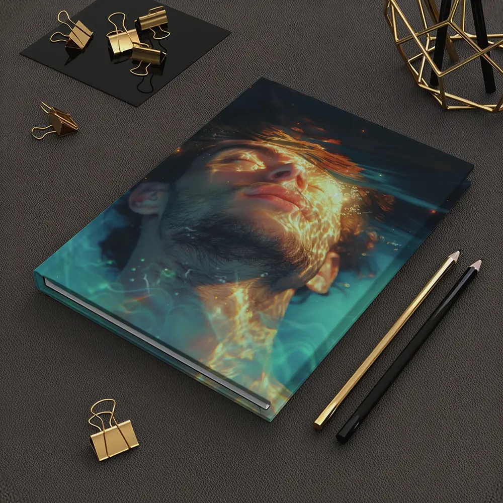 Man Floating Underwater Serene Digital Art – Notebooks