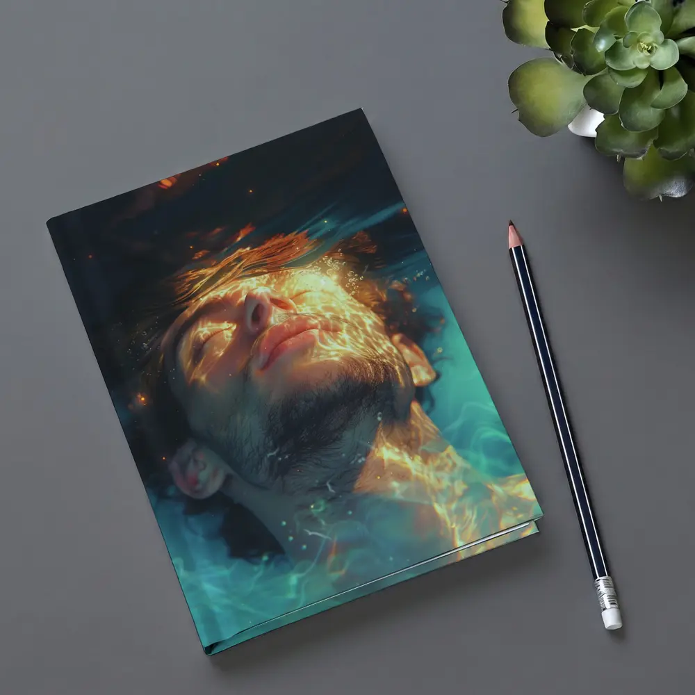 Man Floating Underwater Serene Digital Art – Notebooks
