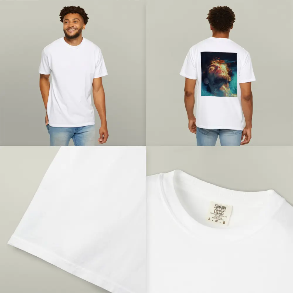Man Floating Underwater Serene Digital Art – T-Shirts