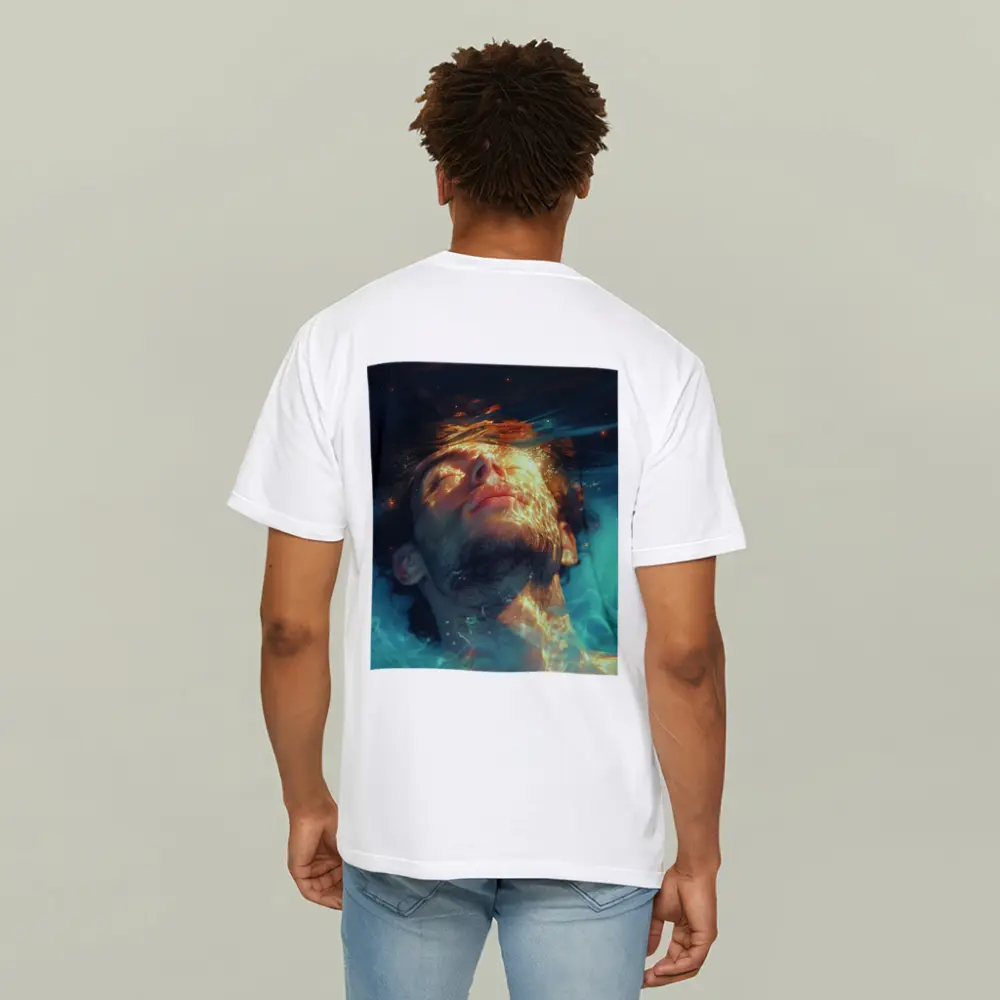 Man Floating Underwater Serene Digital Art – T-Shirts