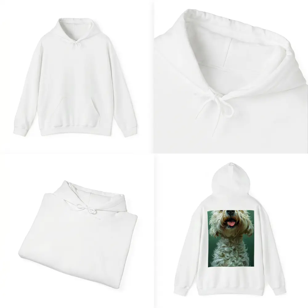 Fluffy Goldendoodle Dog Green Background Art – Hoodies