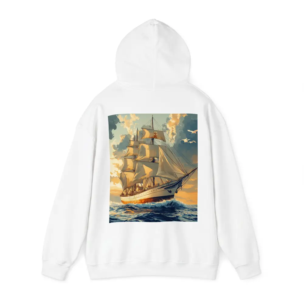 Tall Ship Sailing Ocean Golden Sky Art – Hoodies