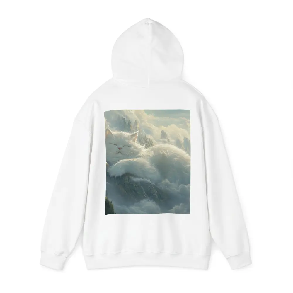 White Cat Sleeping on Mountain Clouds Fantasy – Hoodies