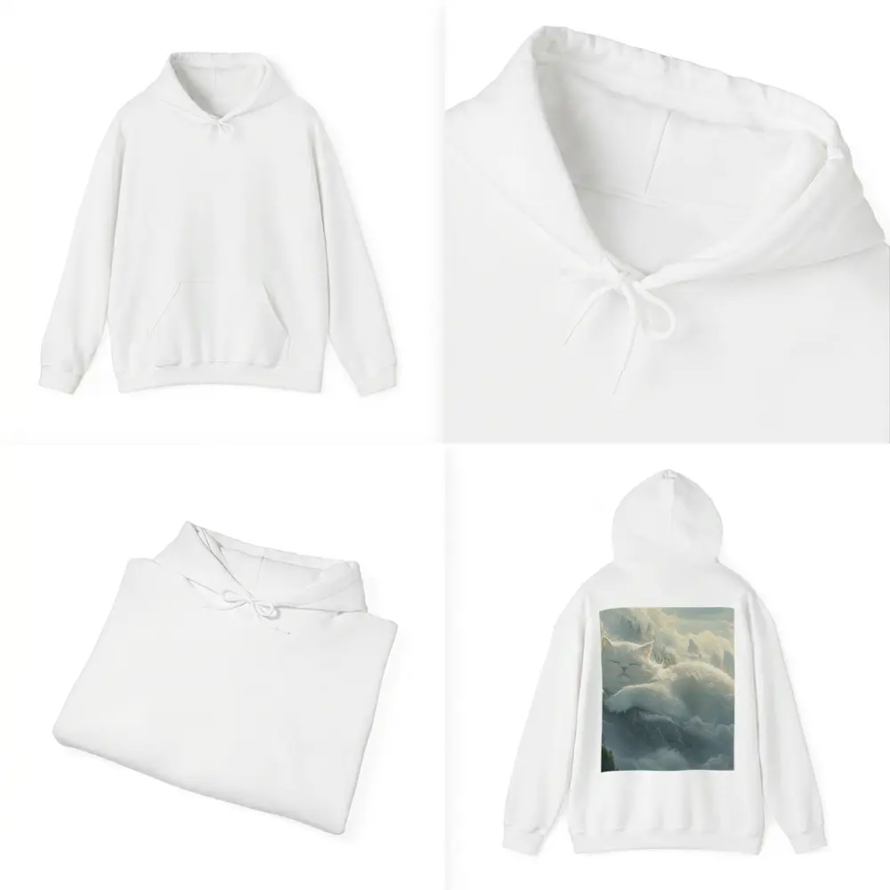 White Cat Sleeping on Mountain Clouds Fantasy – Hoodies