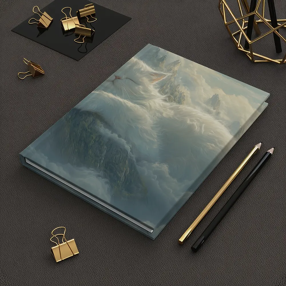 White Cat Sleeping on Mountain Clouds Fantasy – Notebooks