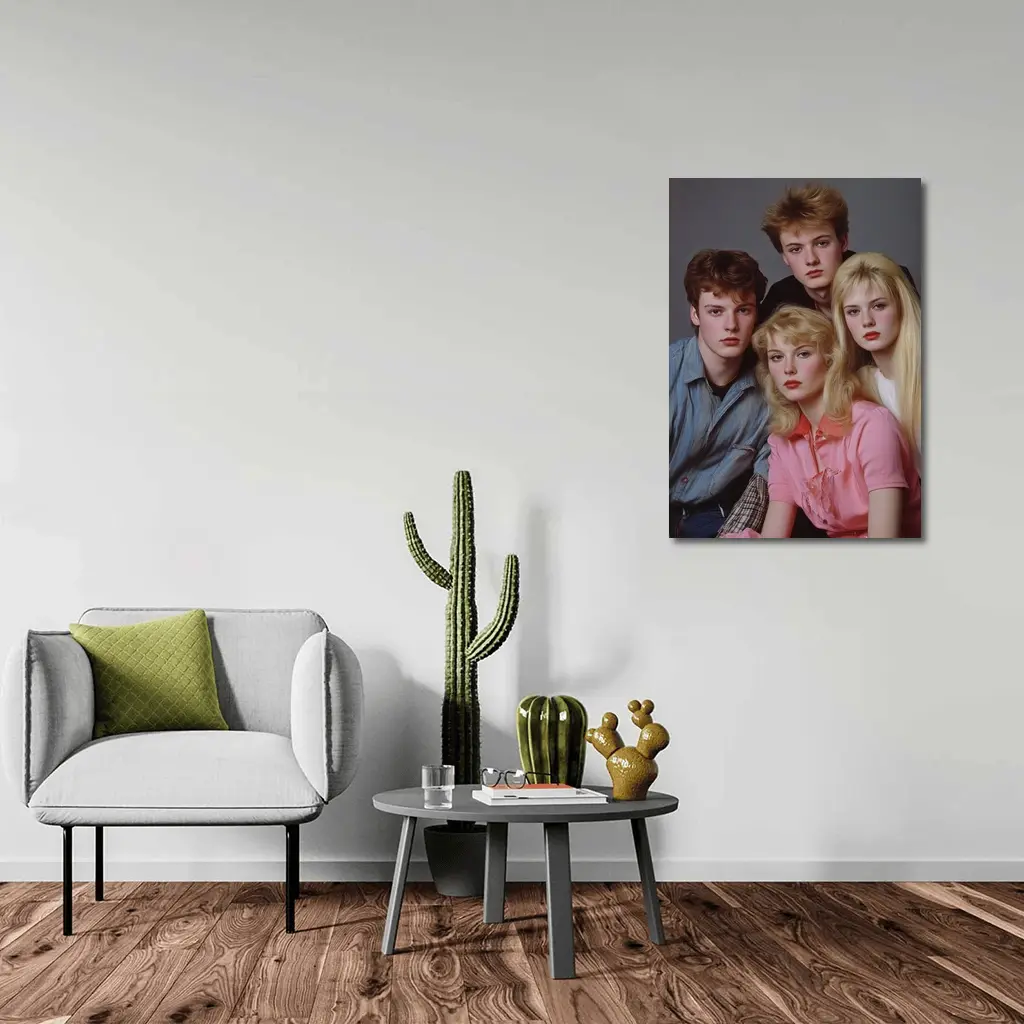 Retro Eighties Teen Group Studio Portrait – Wall Art