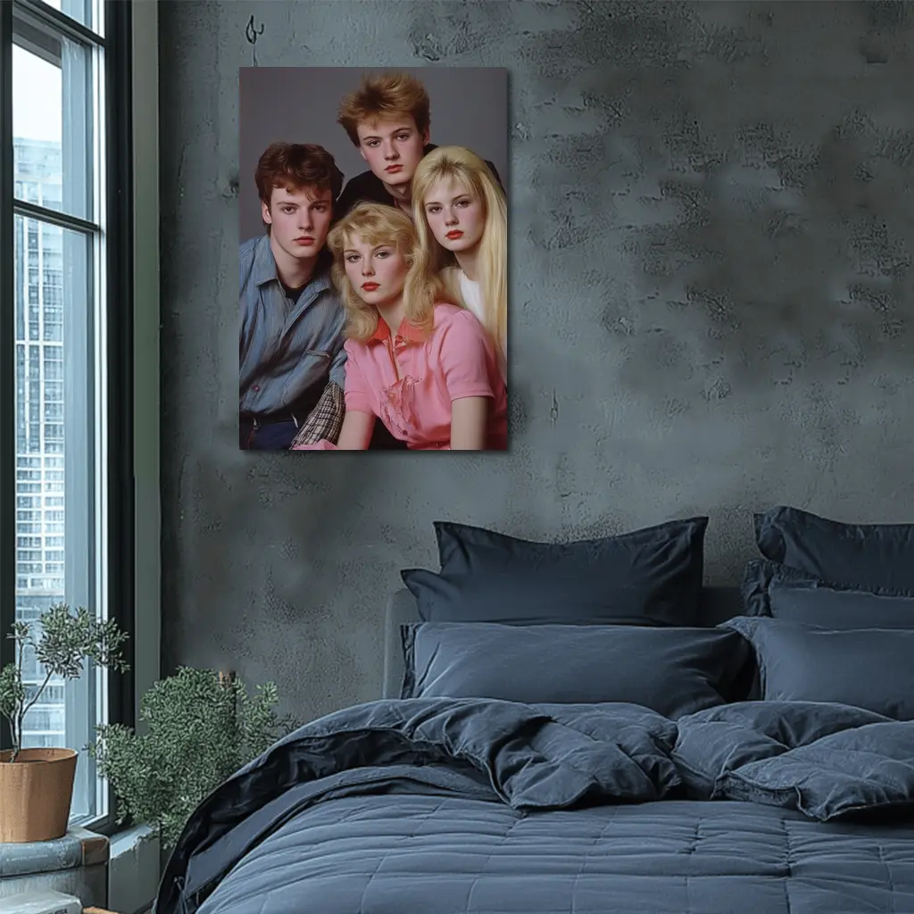 Retro Eighties Teen Group Studio Portrait – Wall Art