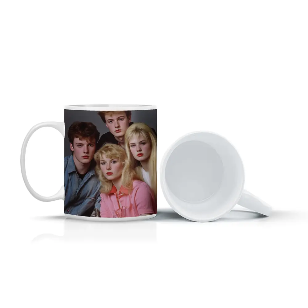 Retro Eighties Teen Group Studio Portrait – Mugs