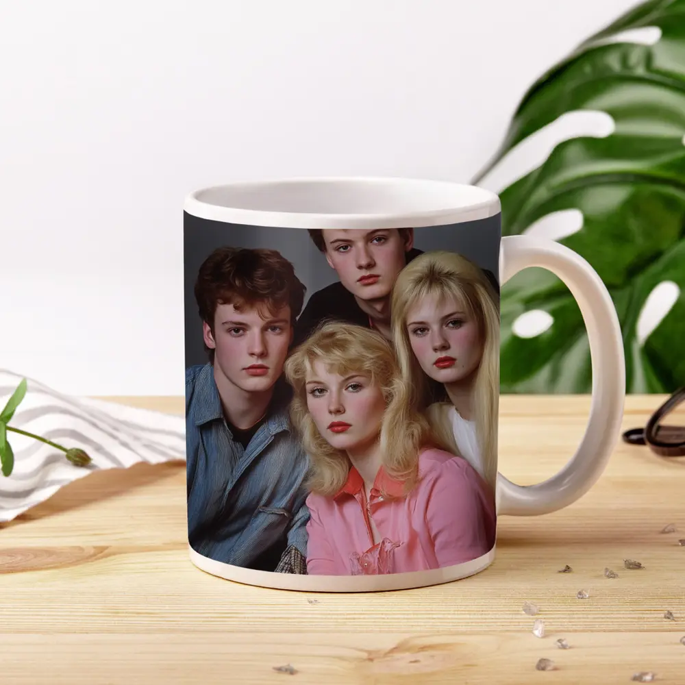 Retro Eighties Teen Group Studio Portrait – Mugs
