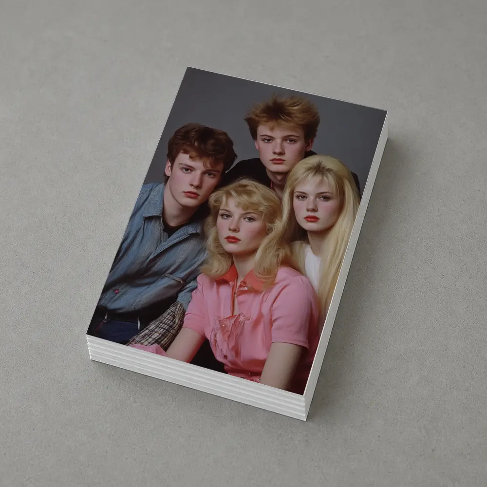 Retro Eighties Teen Group Studio Portrait – Postcards