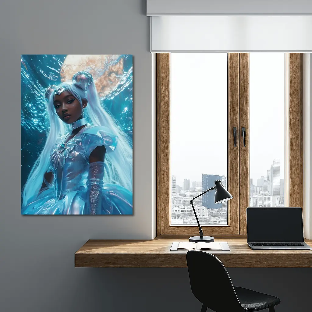 Sailor Moon Black Girl Fantasy Moon Background – Wall Art