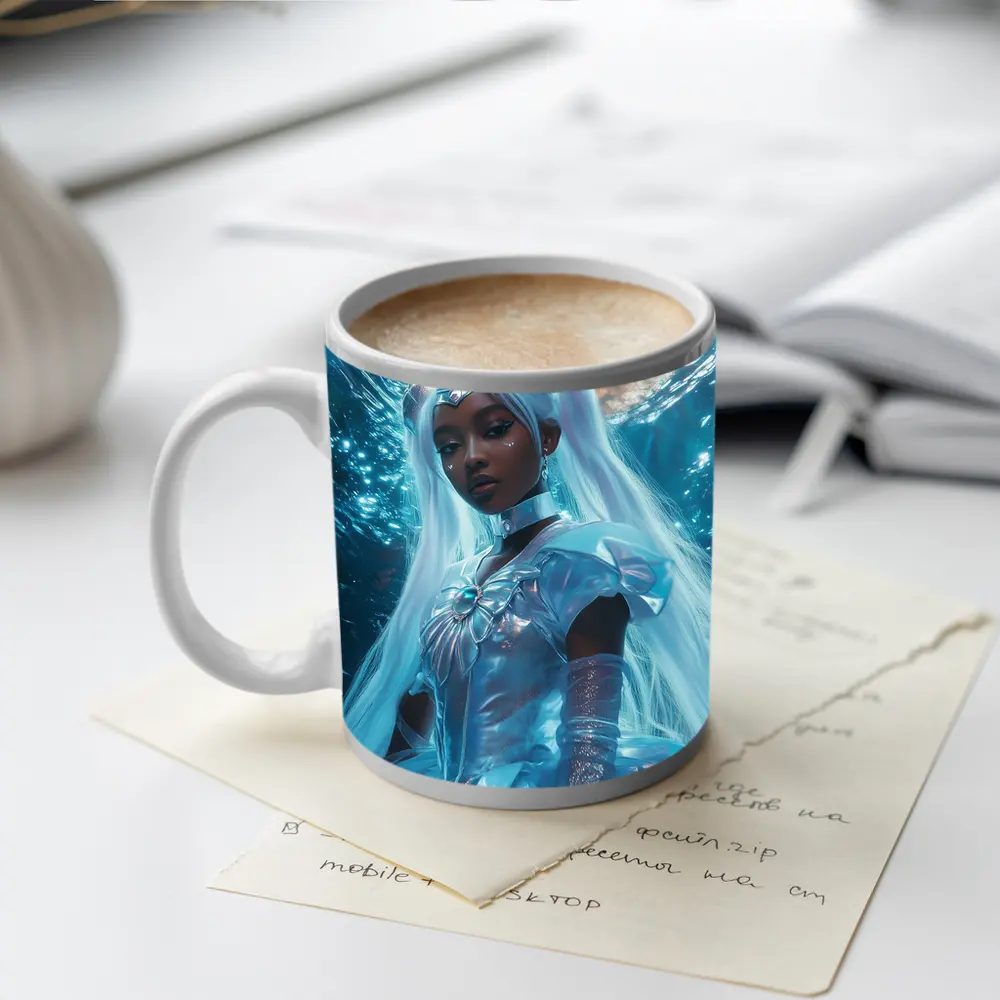 Sailor Moon Black Girl Fantasy Moon Background – Mugs