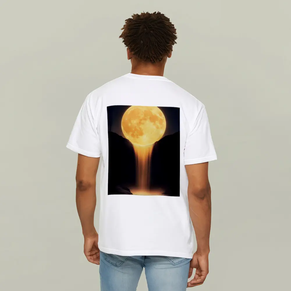 Golden Moon Waterfall Dark Night Sky – T-Shirts
