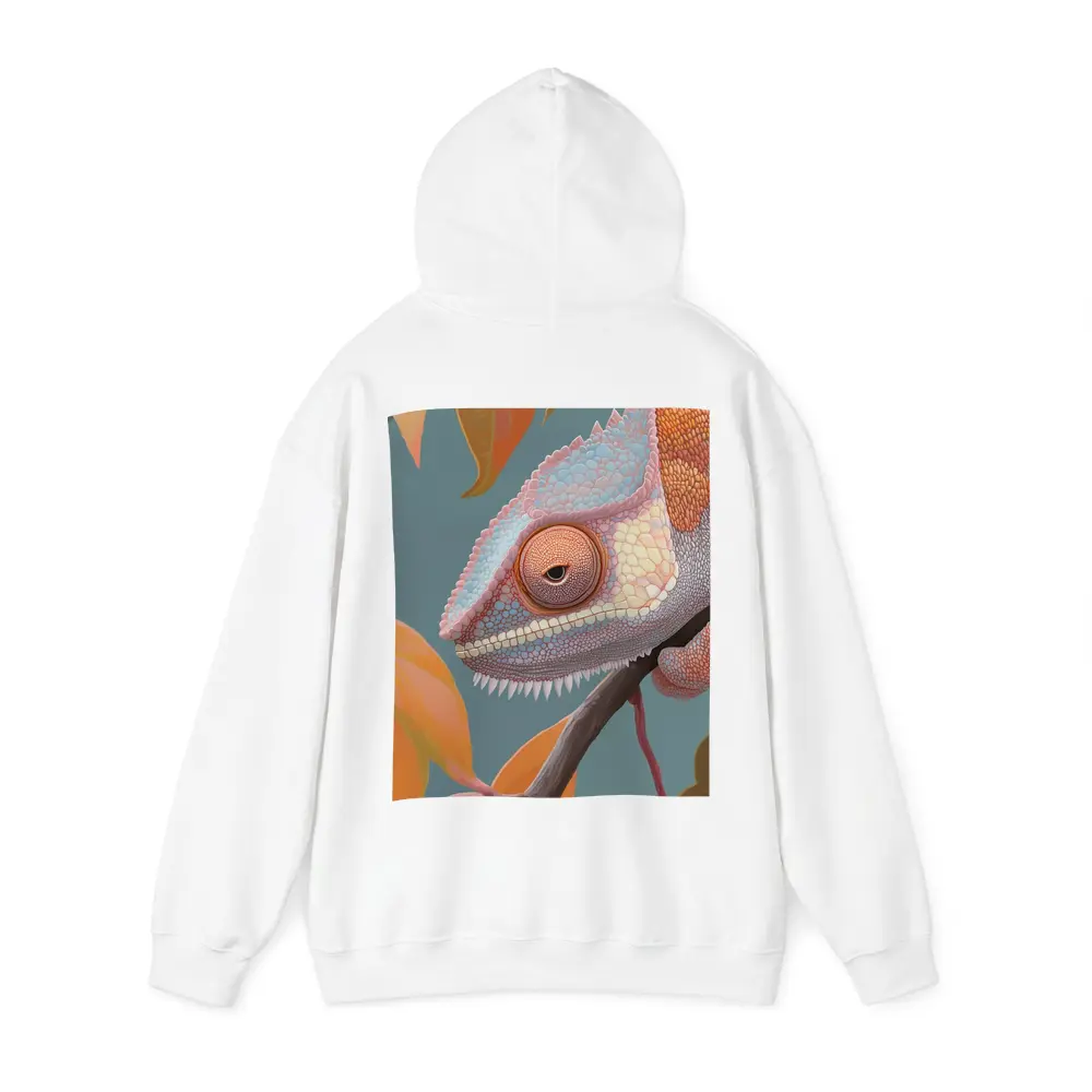 Chameleon On Branch Pastel Teal Background – Hoodies