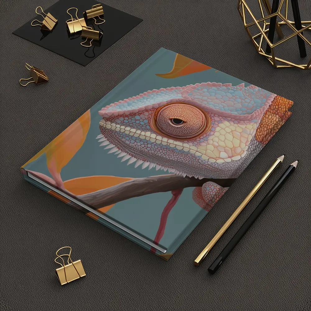 Chameleon On Branch Pastel Teal Background – Notebooks