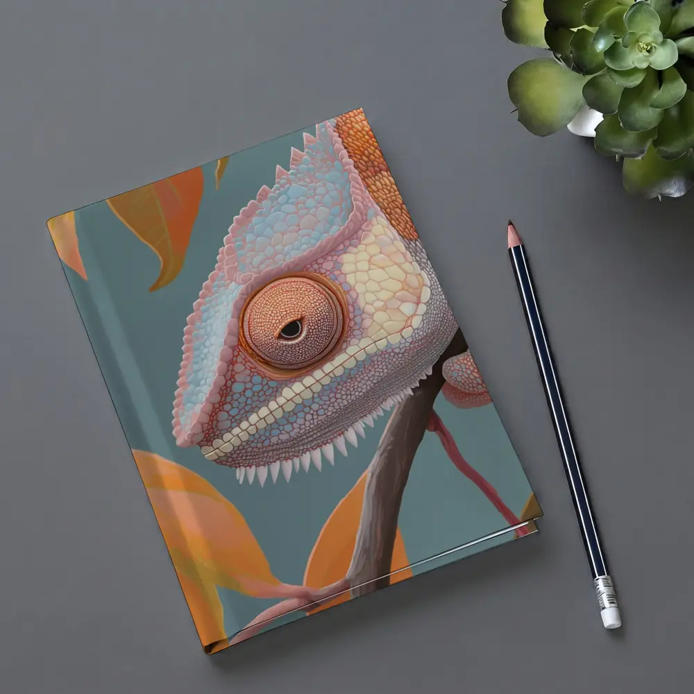 Chameleon On Branch Pastel Teal Background – Notebooks