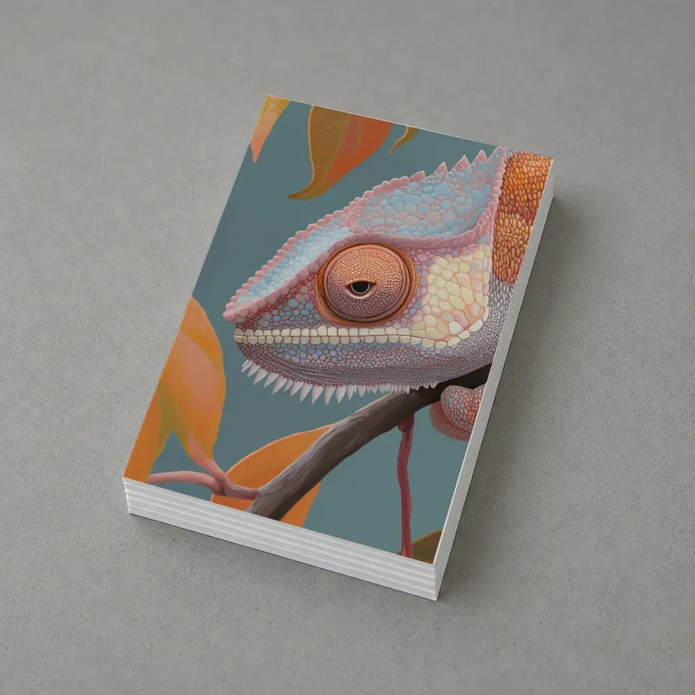 Chameleon On Branch Pastel Teal Background – Postcards
