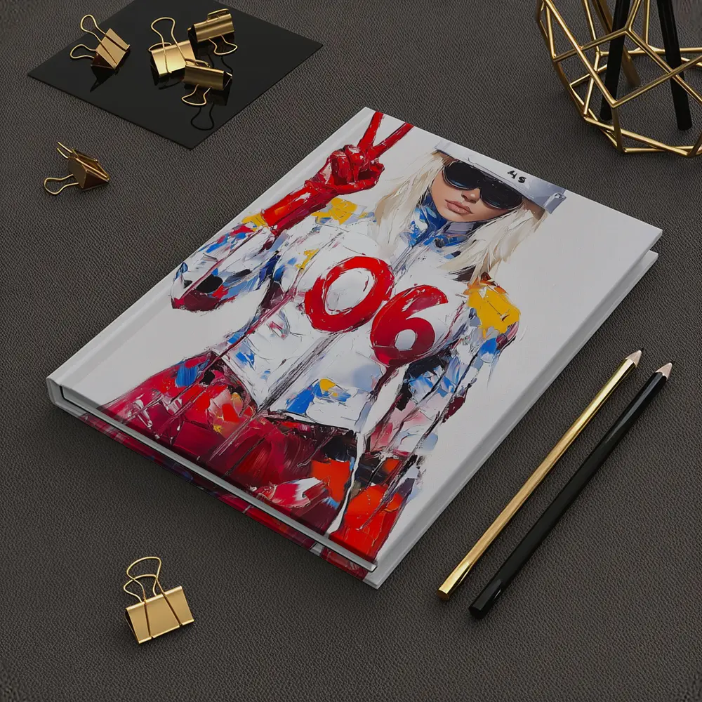 Blonde Racer Girl Peace Sign Painted Style – Notebooks