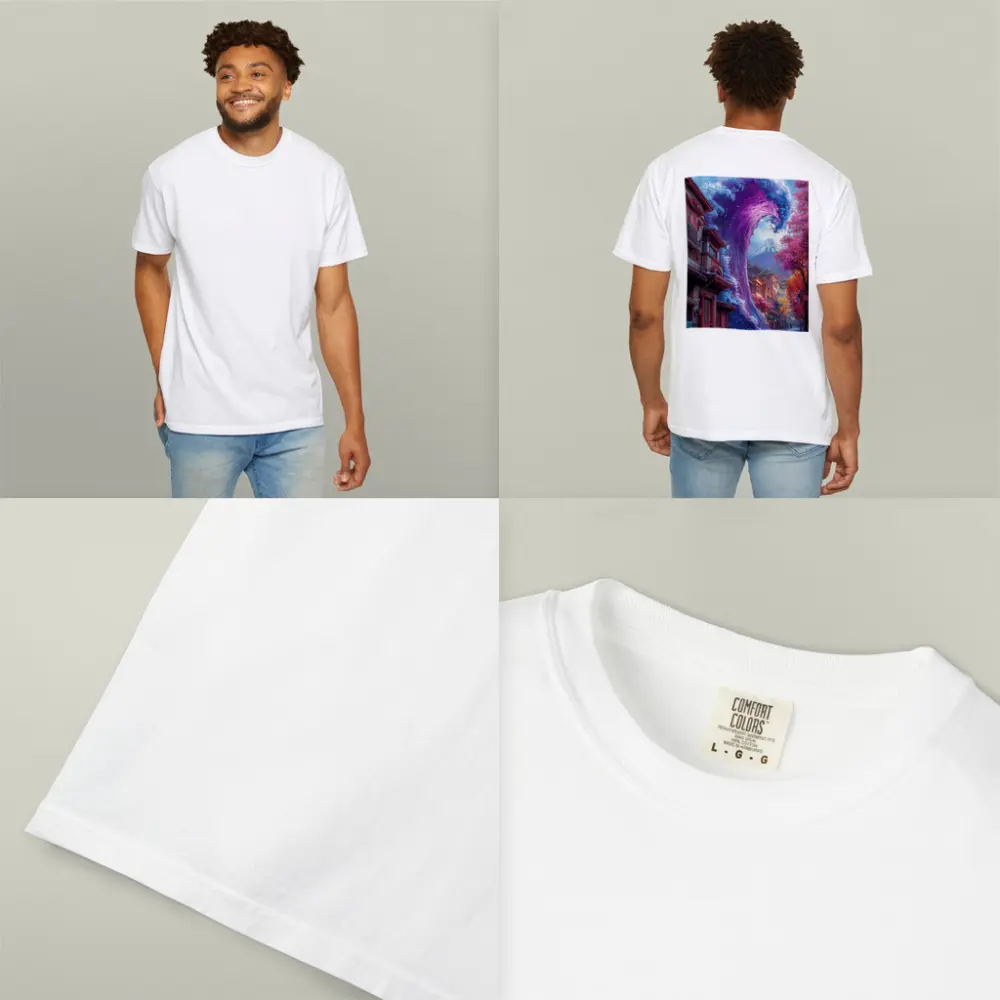 Purple Wave Surging Through Japanese Street – T-Shirts