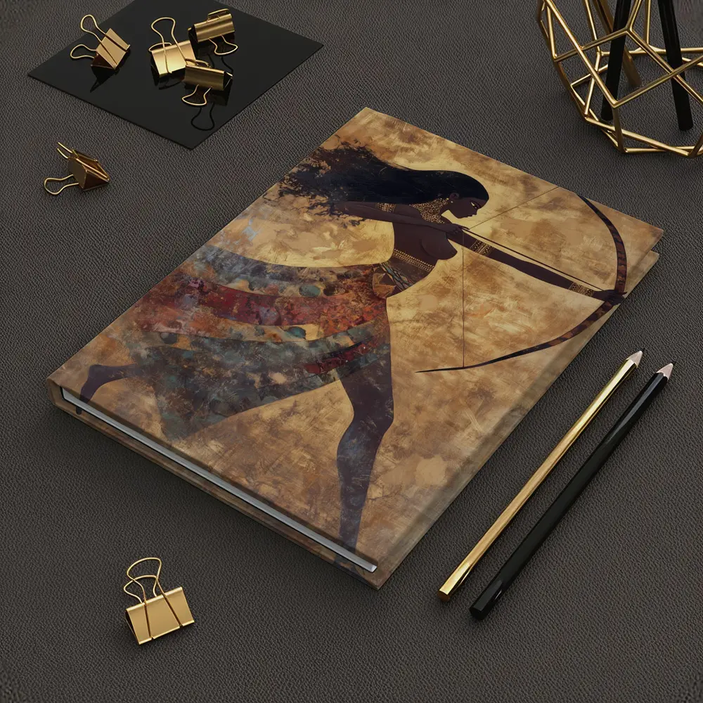 Ancient Warrior Woman Archer Gold Background – Notebooks