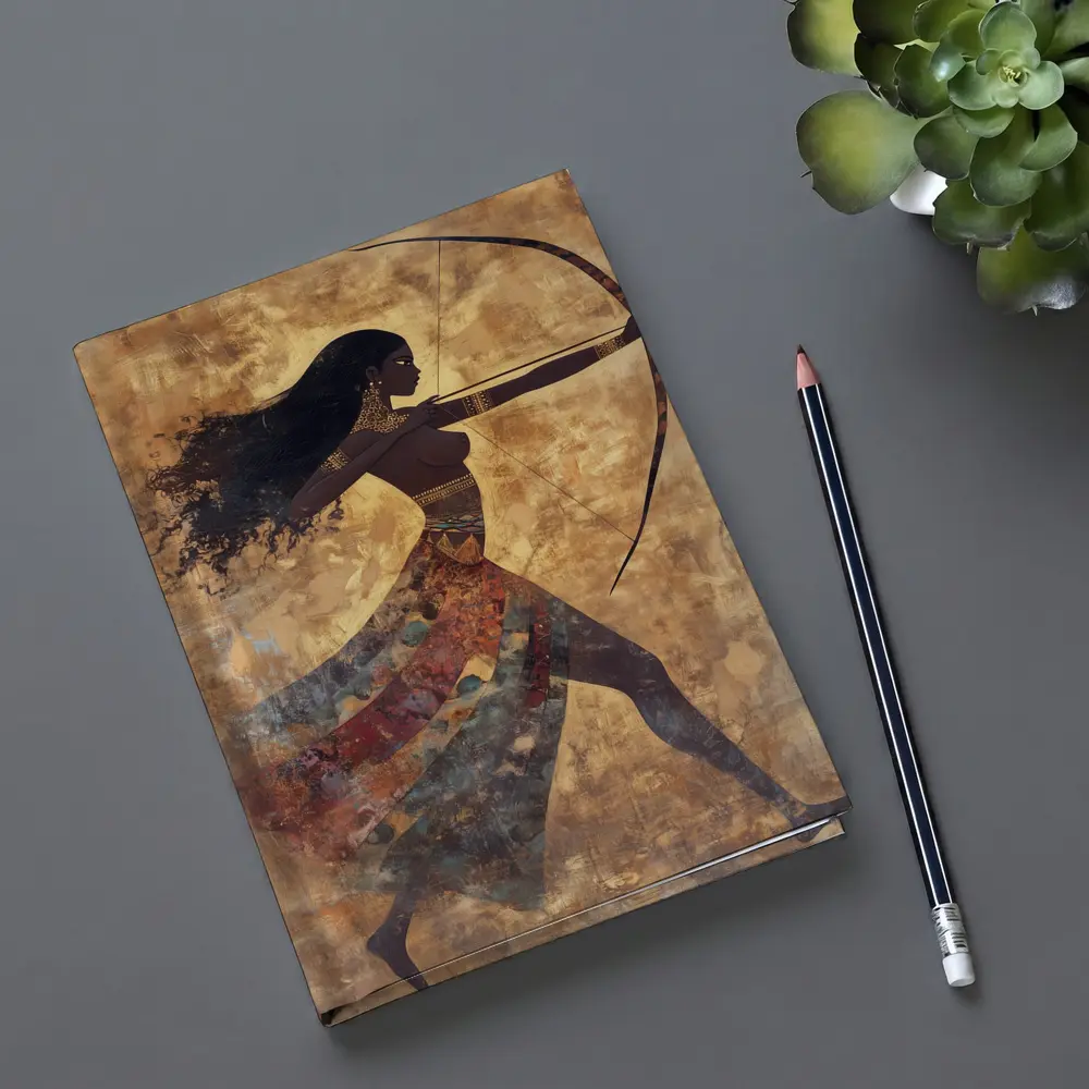 Ancient Warrior Woman Archer Gold Background – Notebooks