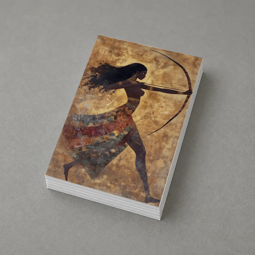 Ancient Warrior Woman Archer Gold Background – Postcards