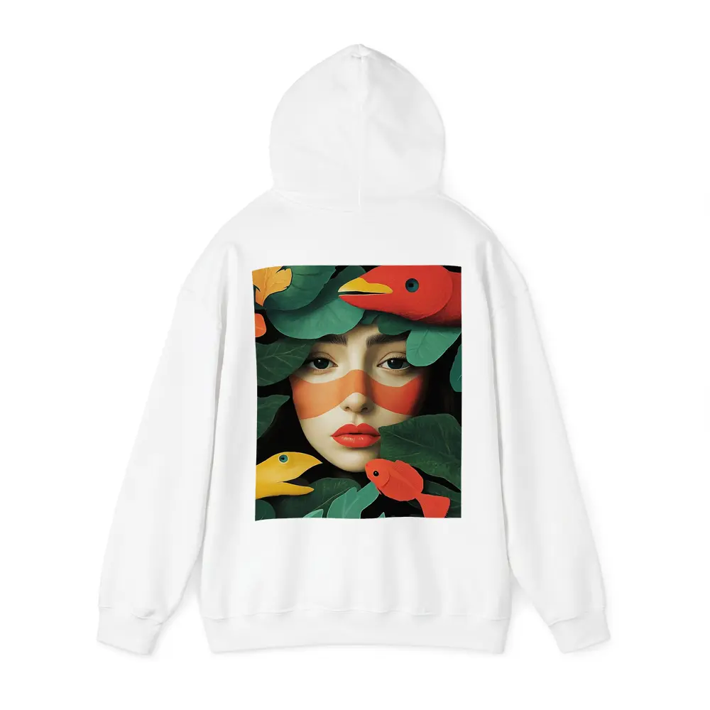 Woman Face With Birds And Tropical Leaves – Hoodies