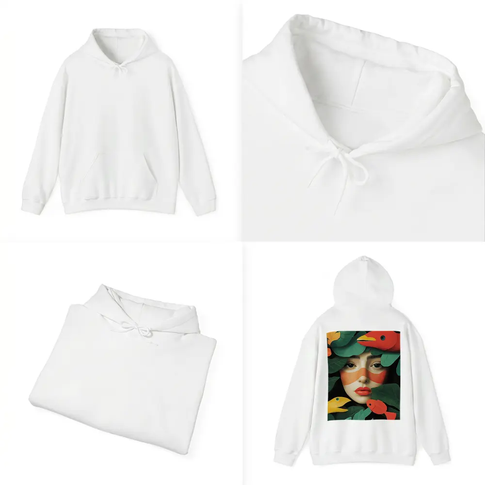Woman Face With Birds And Tropical Leaves – Hoodies