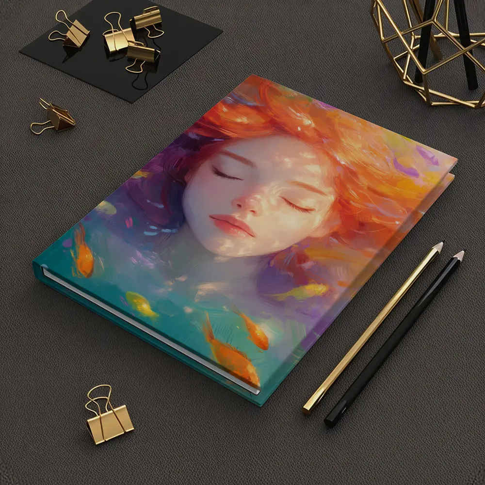 Girl Floating Underwater With Colorful Fish – Notebooks