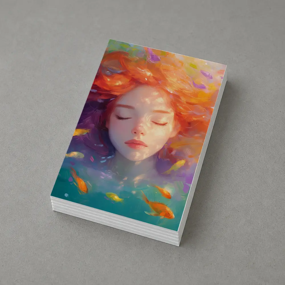 Girl Floating Underwater With Colorful Fish – Postcards