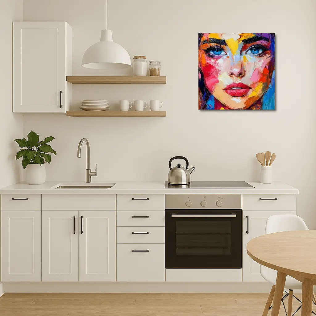 Colorful Abstract Woman Face Oil Painting Art – Wall Art