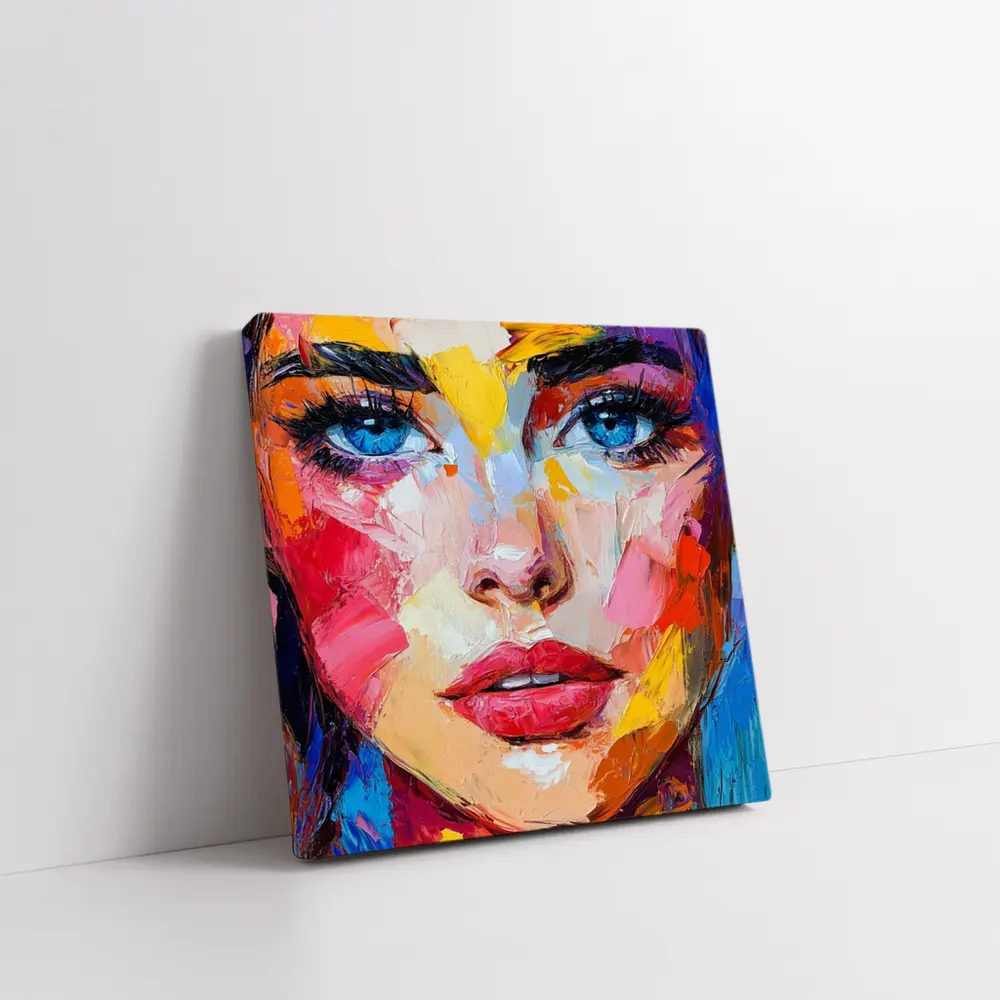 Colorful Abstract Woman Face Oil Painting Art – Wall Art