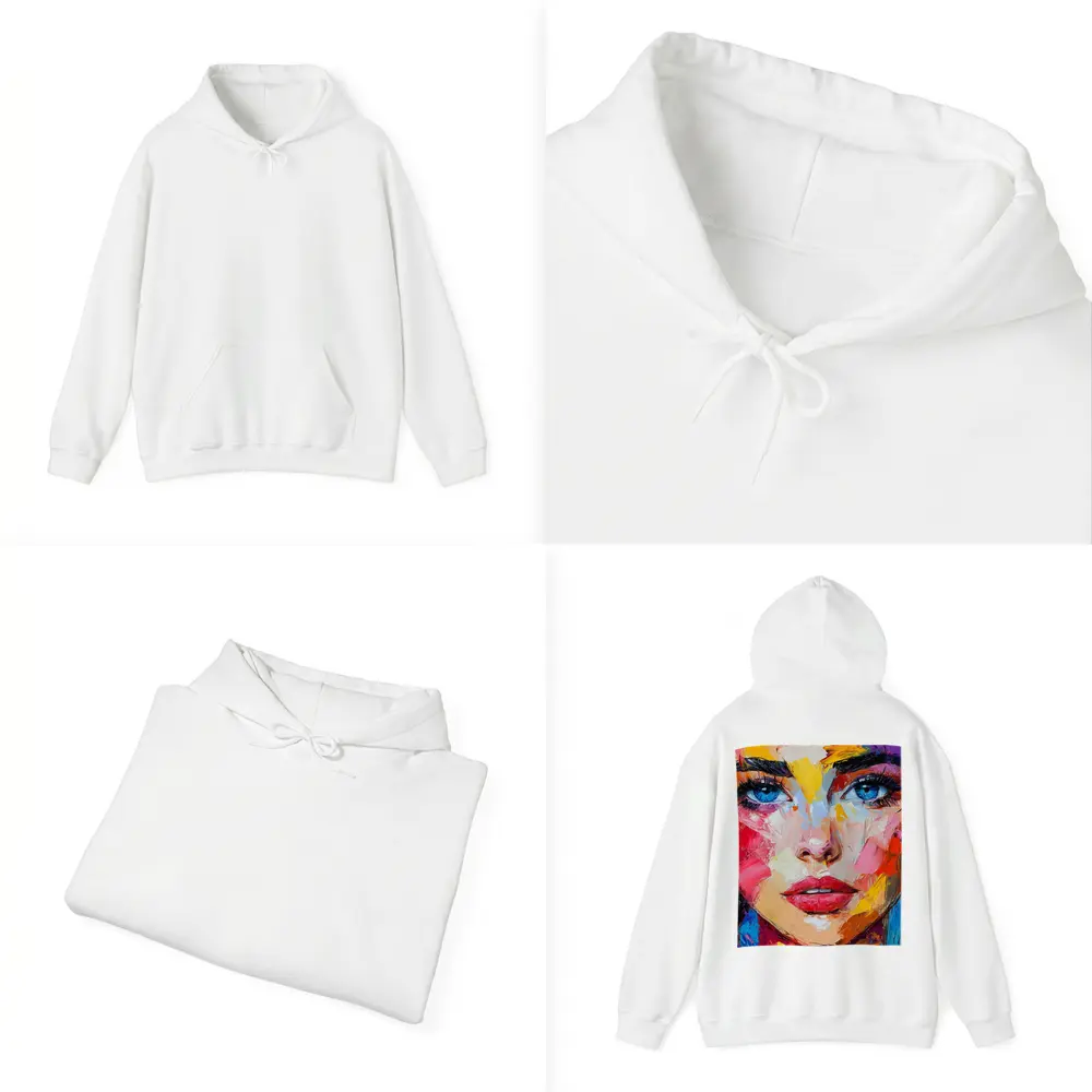 Colorful Abstract Woman Face Oil Painting Art – Hoodies
