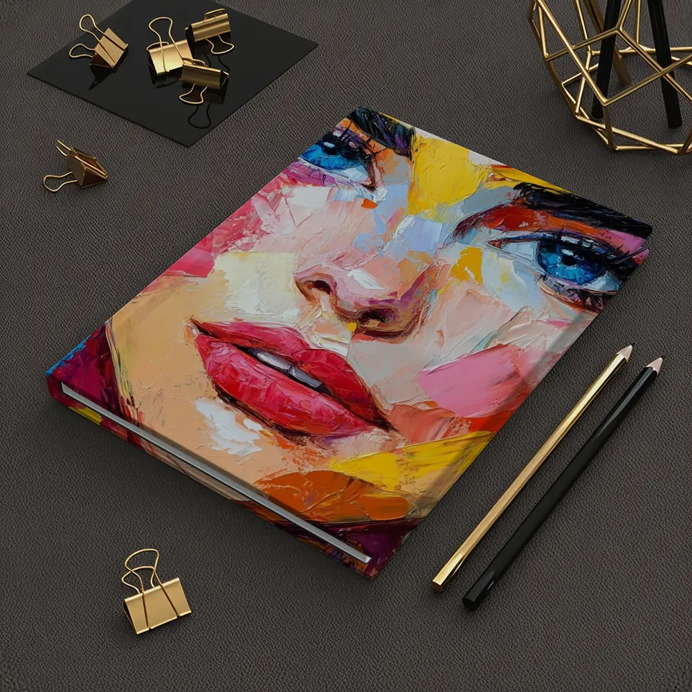 Colorful Abstract Woman Face Oil Painting Art – Notebooks