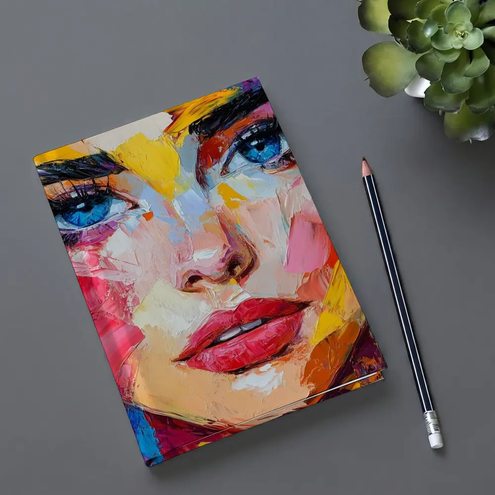 Colorful Abstract Woman Face Oil Painting Art – Notebooks