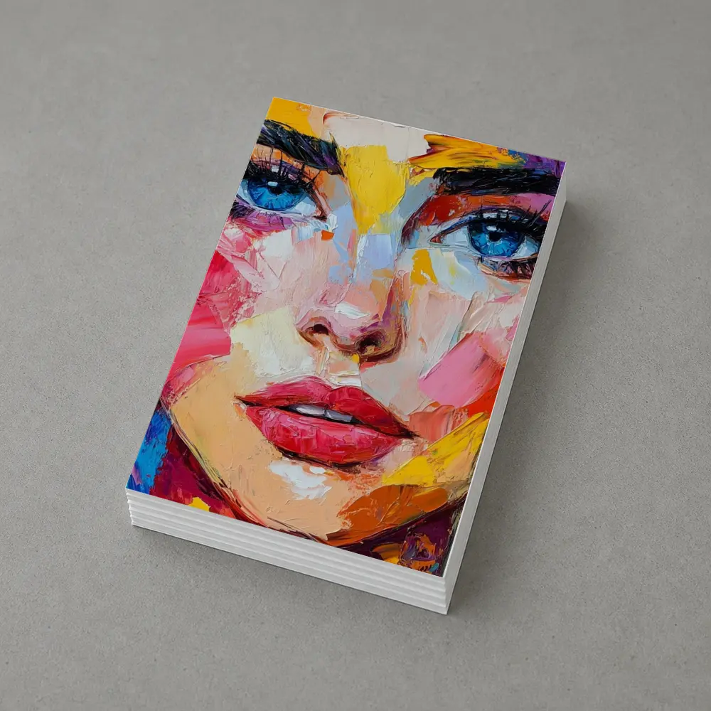 Colorful Abstract Woman Face Oil Painting Art – Postcards