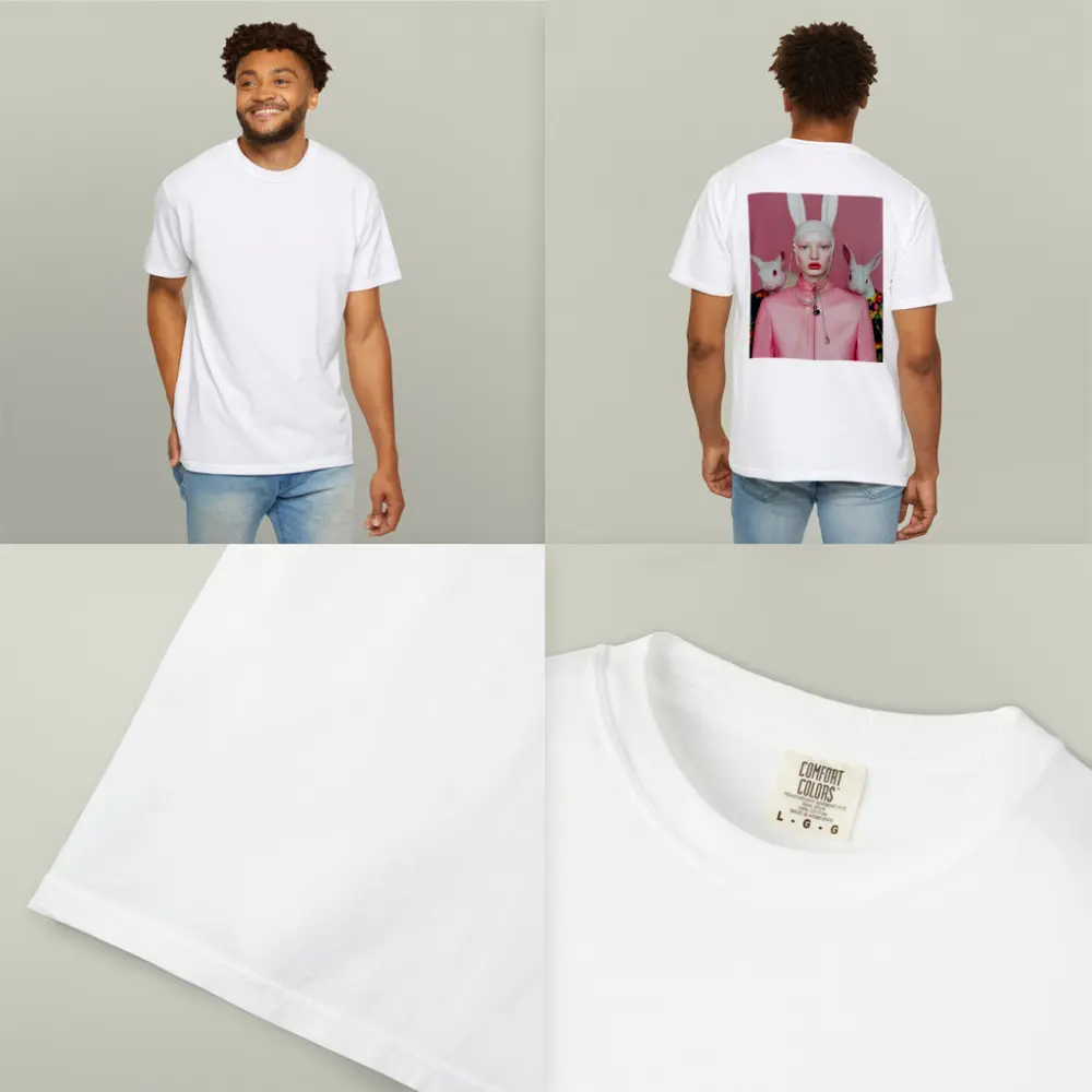 Fashion Woman Rabbit Ears Pink Surreal Portrait – T-Shirts