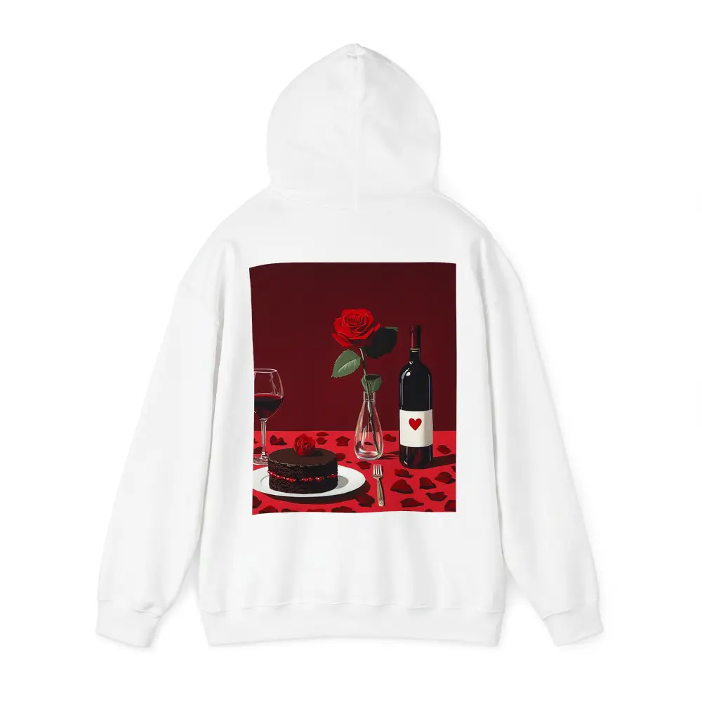 Red Rose Wine Chocolate Cake Romantic Table – Hoodies