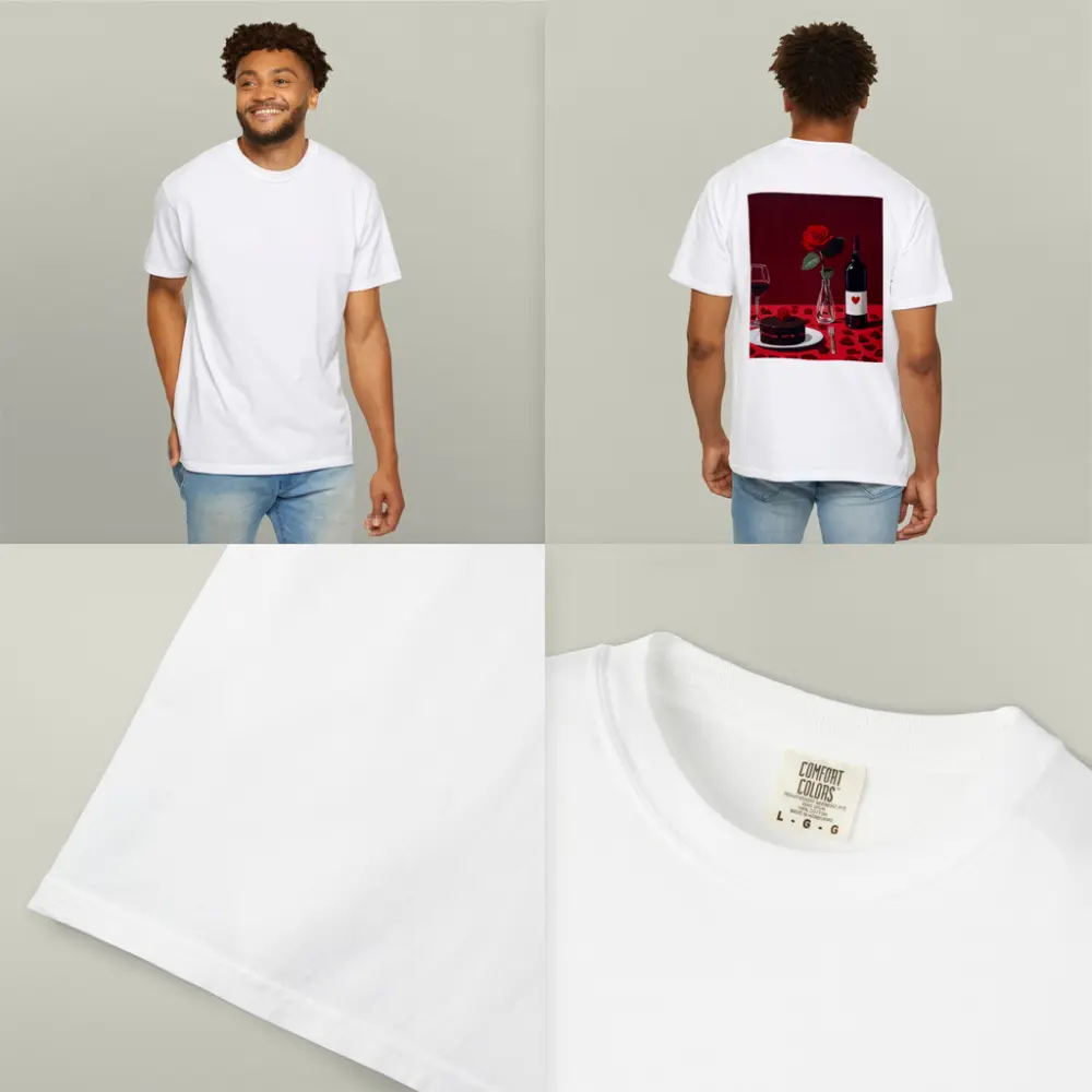 Red Rose Wine Chocolate Cake Romantic Table – T-Shirts