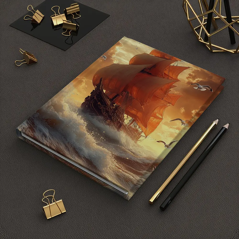 Tall Ship Sailing Stormy Ocean Sunset – Notebooks