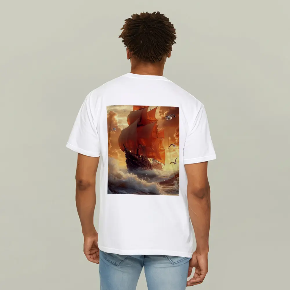 Tall Ship Sailing Stormy Ocean Sunset – T-Shirts